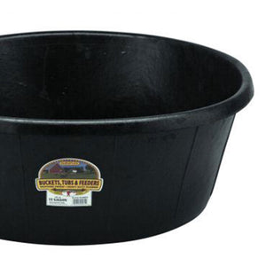 Little Giant Durable Weatherproof 15 Gallon Rubber Tub Feeder Pan Bowl, Black - TRAPSKI