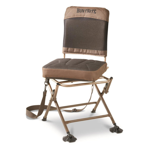 HuntRite Oversized Swivel Hunting Blind Chair with 300 Pound Capacity, Brown