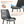 Dining Table Set, Chairs (Set of 2) - Gray