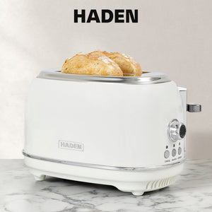 Haden Heritage 2 Slice Wide Slot Stainless Steel Toaster, Ivory & Chrome - TRAPSKI