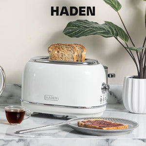 Haden Heritage 2 Slice Wide Slot Stainless Steel Toaster, Ivory & Chrome - TRAPSKI