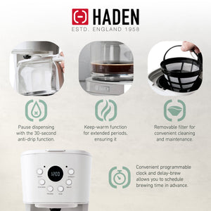 Haden Heritage 12 Cup Programmable Coffee Maker with Countertop Microwave, Ivory - TRAPSKI