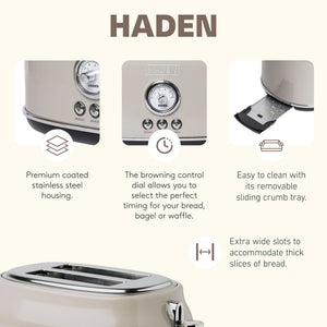 Haden 12 Cup Coffee Maker & Dorset 2 Slice Wide Slot Toaster, Putty & Chrome