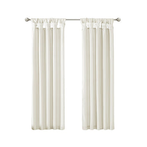 Twist Tab Lined Window Curtain Panel White 50x95