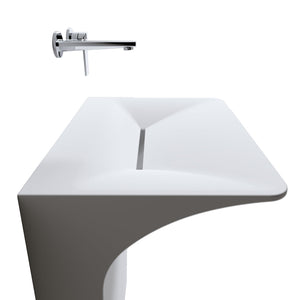 Modern Wall-Mounted Solid Surface Pedestal Sink