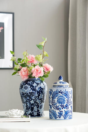 9.5x9.5x18" Porcelain Decorative Ginger Jar