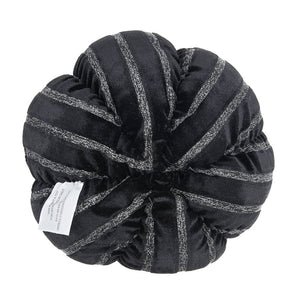 Set of 2, 7x7x7" Fabric Black Stripe Pumpkin Decor