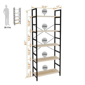 Bestier 5 Tier Adjustable Multifunctional Storage Display Bookcase 26 Inch, Oak