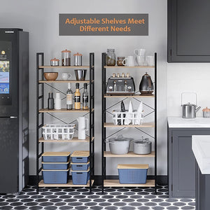 Bestier 5 Tier Adjustable Multifunctional Storage Display Bookcase 26 Inch, Oak