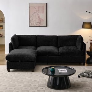 Chenille Upholstered L-Shape Sectional Couch