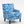 Upholstered Accent Chair with Blue and White Porcelain Print Linen Fabric
