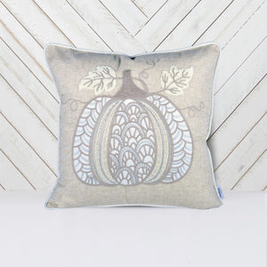 Lace Embroidered Pumpkin Throw Pillow - Natural