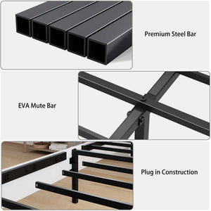 King Wood Platform Bed Frame with Headboard and Storage