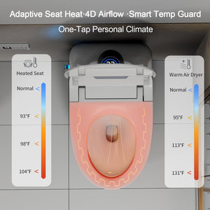Smart Toilet Bidet Combo with Foot Sensor and Remote Control