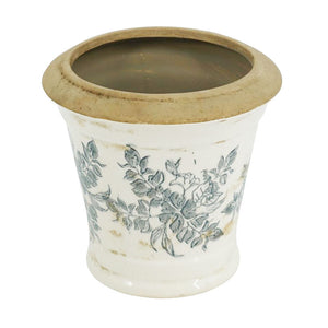 7.1x7.1x6.7' Ceramic Planter with Floral Pattern, Set of 2