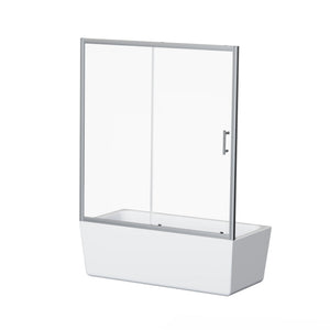 Single Sliding Shower Door For Bathtub With Handle - Chrome
