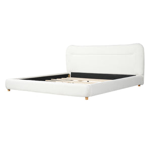 Minimalist Curved Headboard Teddy Bear Plush Bed - King