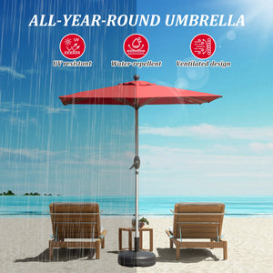 Rectangle Patio Umbrella with Crank Lift and Tilt Function, Brick
