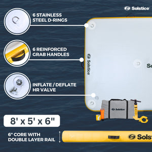 Solstice 8 x 5 ft Inflatable Floating Dock Rafting Platform w/Pump & Bag, Multi