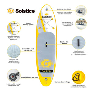 Solstice Watersports Bali 2.0 10.5 Foot Inflatable Stand-Up Paddle Board Kit