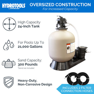 HYDROTOOLS by Swimline 24" Sand Filter Combo w/ Stand, 4980 GPH, 300lb Capacity