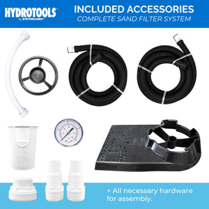 HYDROTOOLS by Swimline 24" Sand Filter Combo w/ Stand, 4980 GPH, 300lb Capacity