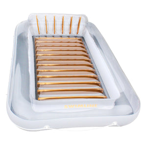 Swimline Luxe Edition Inflatable Suntan Tub Floating Pool Lounger, White & Gold