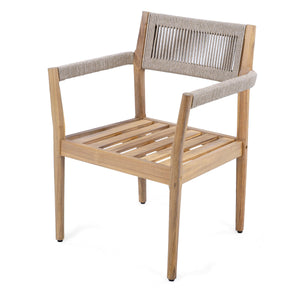 Patio Set Outdoor Acacia Wood Furniture Sets - Braided Dining Chairs and Patio Dining Table