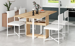 TOPMAX Modern Compact 63-inch 5-Piece Extendable Dining Table Set