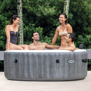 Intex PureSpa Plus Greywood Inflatable Hot Tub Jet Spa with 4 Headrest Pillows