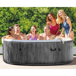 Intex PureSpa Plus Greywood Inflatable Hot Tub Jet Spa with 4 Headrest Pillows