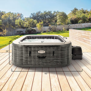 Intex PureSpa Plus Greystone 6 Person Inflatable Square Hot Tub w/ 170 AirJets