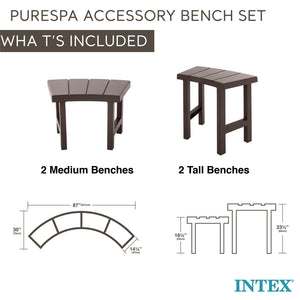 Intex 28515E Set of 4 PureSpa Benches, Accessories Compatible w/ 4 Person Spas