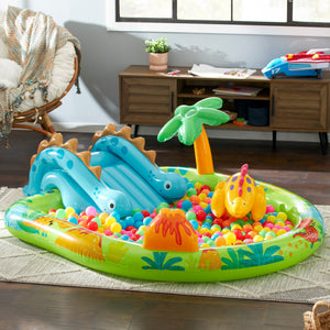 Intex Little Dino Inflatable Pool Play Center w/Multi-Color Fun Ballz, 100 Pack