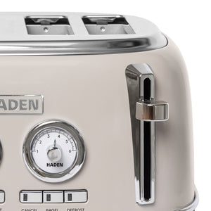 Haden Dorset 4 Slice Wide Slot Stainless Steel Toaster, Putty & Chrome