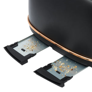 Haden Heritage 4 Slice Wide Slot Stainless Steel Toaster, Black & Copper