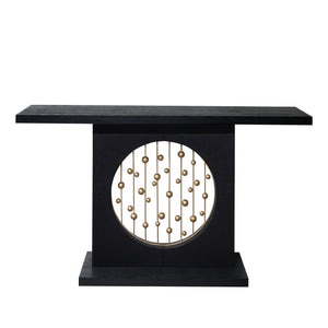 Console Table With Circular Art Decor For Living Room - Multi