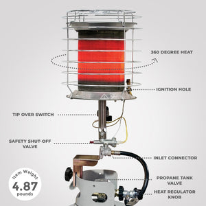 Dura Heat 360 Degree Outdoor Steel Propane Tank Top Heater w/ Safety Shutoff