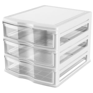 Life Story 3 Drawer Stackable Shelf Organizer Plastic Storage Drawers, White - TRAPSKI