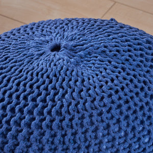 Bordeaux Knitted Cotton Round Pouf - Versatile Ottoman and Floor Cushion