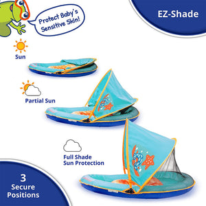 SwimSchool Baby Boat Safety Seat Shade Canopy Float in Orange with Hand Pump