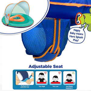SwimSchool Baby Boat Float w/ Safety Seat & Sun Shade Canopy, Orange, 2 Pack