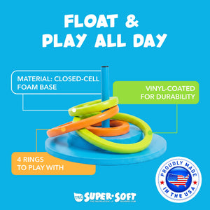 TRC Recreation Floating Foam Ring Toss Swimming Pool Game with 4 Rings, Orange