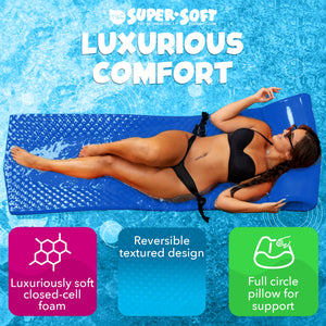TRC Recreation Super Soft 2” Thick Vinyl Swimming Pool Float Mat, Indigo Blue