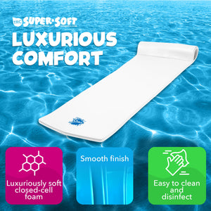 TRC Recreation Splash 1.25" Thick Foam Swimming Pool Float Lounger Mat, White