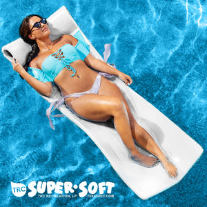 TRC Recreation Splash 1.25" Thick Foam Swimming Pool Float Lounger Mat, White