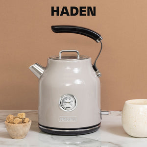 Haden Dorset 4 Slice Wide Slot Toaster & Electric Water Kettle, Putty & Chrome