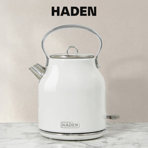 Haden Heritage 1.7 L Stainless Steel Electric Kettle with 2 Slice Toaster, White