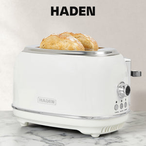Haden Heritage 1.7 L Stainless Steel Electric Kettle with 2 Slice Toaster, White