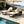 Black Iron Outdoor Chaise Lounge with Cream Cushion